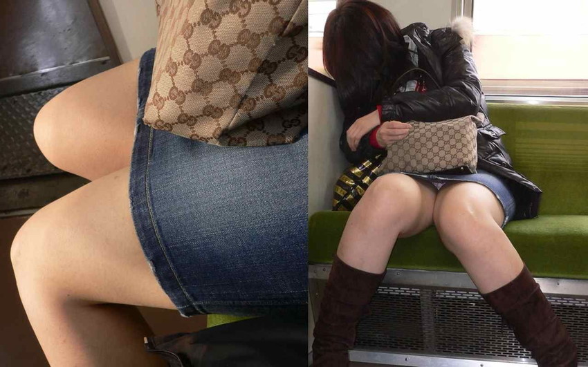 【電車内盗撮エロ画像】素人娘のパンチラや胸チラを電車内で狙ってみた結果 19